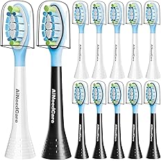 Sonicare Replacement Heads, Electric Toothbrush Replacement Heads Compatible with Philips Sonicare - 12 Pack (6 White+ 6 Black)