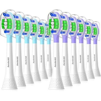 Sonicare Replacement Heads, Electric Toothbrush Replacement Heads Compatible with Philips Sonicare - 12 Pack (6 White+ 6 Black)